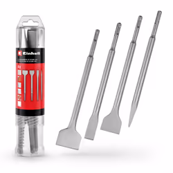 Einhell 4x Chisel Bit Set 250mm For SDS+ Rotary Hammers Flat Spade Tile Steel