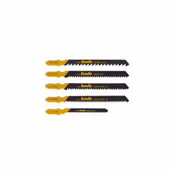 617285 5-Piece Wooden Jigsaw Blades Set for Coarse, Fine and Clean Cuts Including Curves Worktop Saw Blade (Down-Cut) with T- ...