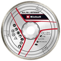 Original Einhell Diamond Cutting Disc 180 x 25.4 mm (Tile Cutter Accessories, Diameter 180 x 25.4 mm, 4 mm Diamond Edge, Max. 8500 rpm, for Einhell