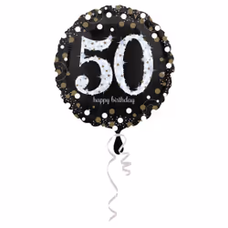 Amscan 3213101, Toy balloon, Foil, Black, Brown, White, Birthday, Round, 43 cm