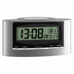 TFA-Dostmann 98.1071, Digital alarm clock, Black, Silver, 12/24h, 0 - 50 °C, F, °C, LCD
