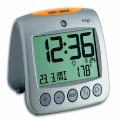TFA-Dostmann 60.2514, Digital alarm clock, Silver, LCD, AA, 112 mm, 110 mm