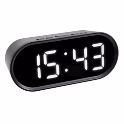 TFA-Dostmann Digital Alarm Clock with LED Digits, Digital alarm clock, Oval, Black, 0 - 50 °C, F, °C, LED