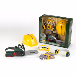 Theo Klein Bosch chain saw ii + helmet + work gloves