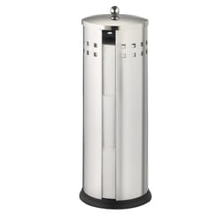 Axxentia Bathroom 282240 Bustino Replacement Toilet Roll Box Stainless Steel with Lid for 3 Rolls Height 38 cm