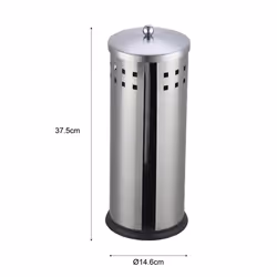 Axxentia Bathroom 282240 Bustino Replacement Toilet Roll Box Stainless Steel with Lid for 3 Rolls Height 38 cm