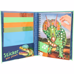 Depesche 11882 Dino World Picture Book with 25 Pages of Dinosaurs, Jungle and Prehistoric Motifs to Complement, with 10 Sticker...