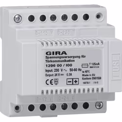 GIRA 1296 00, PS transformer, Grey, Plastic, 230 V, 50 Hz, 24 V