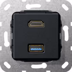 GIRA 4847141, HDMI + USB A, USB 3.2 Gen 1 (3.1 Gen 1), Black