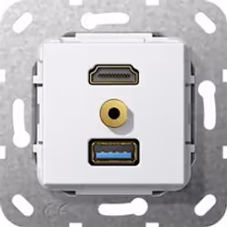 GIRA 4847190, HDMI + USB A + 3.5mm, White