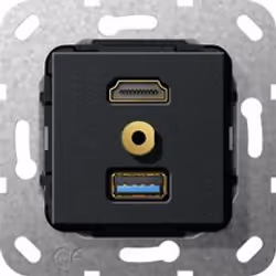 GIRA 4847208, HDMI + USB A + 3.5mm, Black