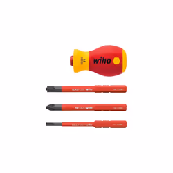 Wiha SoftFinish Electric SlimVario Stubby Screwdriver Bit Holder Set 4ÃÂ Pieces(41230) VDE Approved Individually-Tested with Ergonomic Handle for...