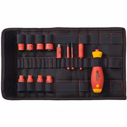 Wiha slimVario Electric 43467 1/4-Inch Set 13 Pieces Mixed in Folding Pocket Screwdriver and Socket Key red Yellow