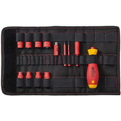 Wiha slimVario Electric 43467 1/4-Inch Set 13 Pieces Mixed in Folding Pocket Screwdriver and Socket Key red Yellow