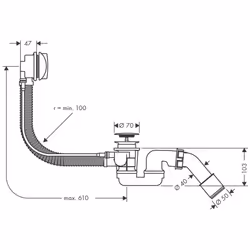 hansgrohe Complete Set for Flexaplus Waste and Overflow Set for Bath Tubs, chrome