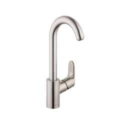 hansgrohe Focus Stainless Steel Bar Kitchen Faucet  Bar Sink Faucet Single Hole  Faucet for Kitchen Sink  Stainless Steel Optic 04507801
