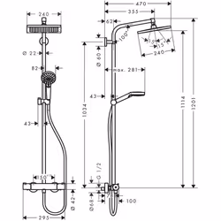 hansgrohe Crometta E Showerpipe 240 1jet with thermostatic shower mixer - Additional view 5