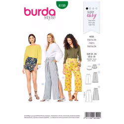 Burda Sewing Pattern 6199 Women Sizes 8-18 Shorts, Trousers