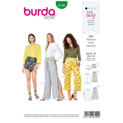 Burda Sewing Pattern 6199 Women Sizes 8-18 Shorts, Trousers