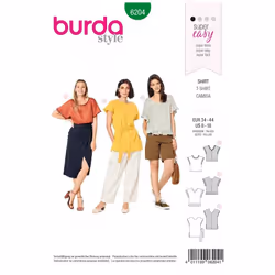 Burda Sewing Pattern 6204 Women Sizes 8-18 Tops, Tunics