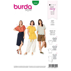 Burda Sewing Pattern 6204 Women Sizes 8-18 Tops, Tunics