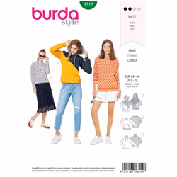 Burda Sewing Pattern 6315 Women 8-18 Tops, Hoodies, Sweaters