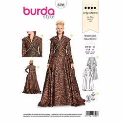 Burda Sewing Pattern 6398 Women 8-18 Costumes, Dresses, Vintage Style