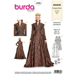 Burda Sewing Pattern 6398 Women 8-18 Costumes, Dresses, Vintage Style