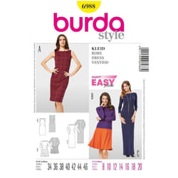 Burda Sewing Pattern 6988 Women Sizes: 8-20 Dresses