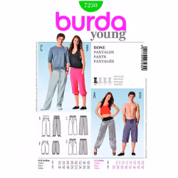 Burda Sewing Pattern 7230 Men, Women 6-20 / 34-48 Trousers