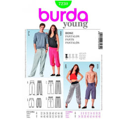 Burda Sewing Pattern 7230 Men, Women 6-20 / 34-48 Trousers