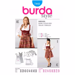 Burda Sewing Pattern 7443 Women Sizes: 10-24 Aprons, Dresses, Tops