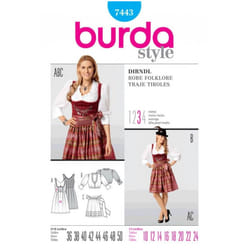 Burda Sewing Pattern 7443 Women Sizes: 10-24 Aprons, Dresses, Tops