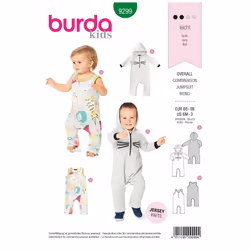 Burda Sewing Pattern 9299 Kids 68cm- 98cm Onesies