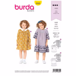 Burda Sewing Pattern 9305 Kids 92cm-122cm Dresses