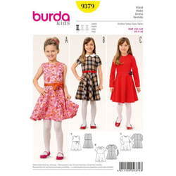 Burda Sewing Pattern 9379 Kids 5-10 Belts, Dresses