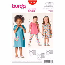 Burda Sewing Pattern 9438 Kids, Baby Ages: 2-7 Dresses, Tops