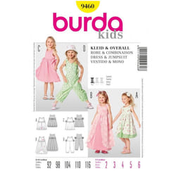 Burda Sewing Pattern 9460 Kids, Baby Ages: 2-6 Dresses, Jumpsuits