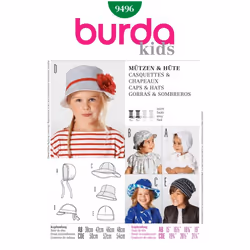 Burda Sewing Pattern 9496 Kids, Baby 15 inch-21.25 inch Headwear