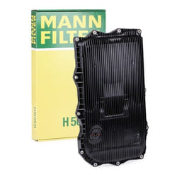 MANN-FILTER H 50 004 Oil Pan, automatic transmission with oil drain plug, with gasket/seal BMW: 5 Saloon, 3 Saloon, X3, LAND ROVER: Discovery 4