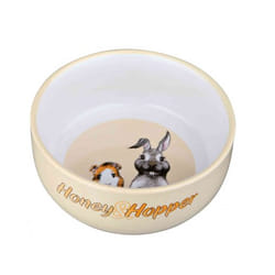 TRIXIE Honey & Hopper Ceramic Bowl Universal Feeder & waterer