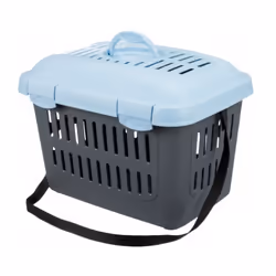TRIXIE Midi-Capri Transport Box, Hard pet carrier, Car pet carrier, Dog, 5 kg, Top-load, Blue, Grey