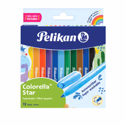 Pelikan 822305, Fine, 12 colours, Assorted colours, Bullet tip, Fibre, Multicolour