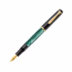 Pelikan 984187, Green, Marble colour, Cartridge filling system, Italic nib, Gold, Fine, Ambidextrous