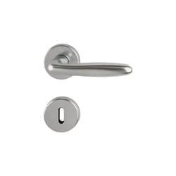 Verona Door Handle Set with Rosette BB Deadlock Stainless Steel Effect, 2950886