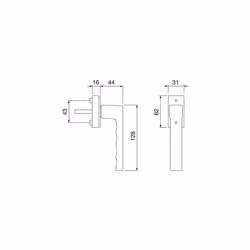 10787880 Toulon Security Window Handle VK 7 x 32-42 mm Anodised Silver