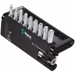 Wera 05056164001, 9 pc(s), Torx, TX10, TX15, TX20, TX25, TX27, TX30, TX40, TX8, TX9, 1 x 1/4" x 51 mm 1 x TX 8 x 25 mm 1 x TX ...