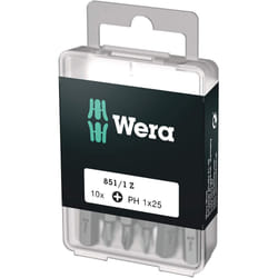 Wera 05072400001 Phillips Extra-Tough Bits 851/1 Z PH1 x 25 mm, Pack of 10