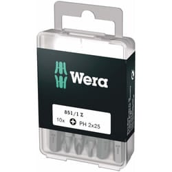 Wera 05072401001 Phillips Extra-Tough Bits 851/1 Z PH2 x 25 mm, Pack of 10