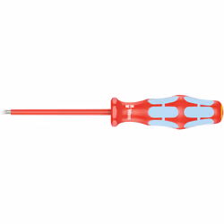 Wera 05022729001 Kraftform Stainless VDE 3160i Stainless Steel Slotted Screwdriver Lasertip 1/8"" Head 3.19"" BladeLength